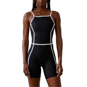 Abercrombie & Fitch YPB sculptLUX High Neck Onesie, Onyx Sz. S